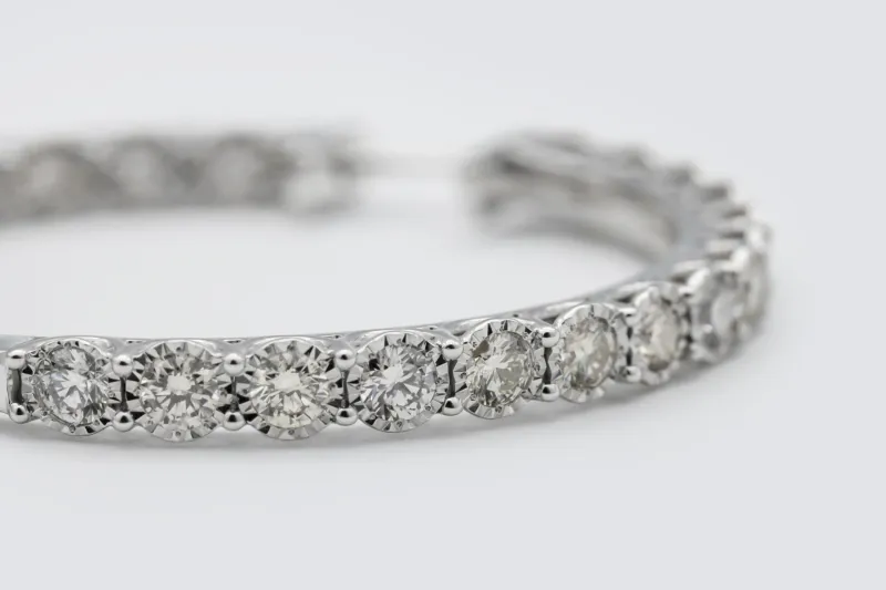 9ct White Gold Large Diamond Hoop Earrings 6.00ct