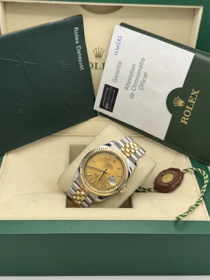 Rolex Datejust 36mm champagne baton dial, bi metal jubilee bracelet 116233 2005