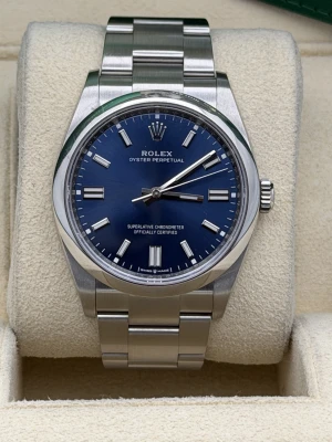 Rolex Oyster Perpetual 36mm blue baton dial oyster bracelet 126000 (2020)