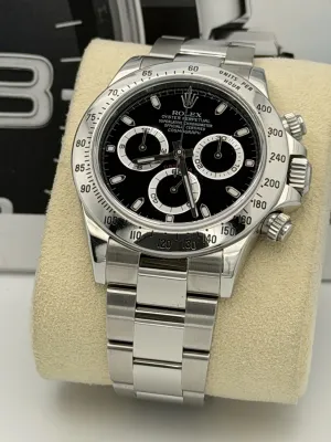 Rolex Daytona 40mm 116520 black dial stainless steel bezel and oyster bracelet 2014