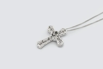 9ct White Gold Diamond Cross Pendant Necklace 1.00ct