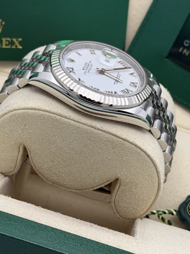Rolex Datejust 41mm 126334 white roman dial, fluted, jubilee bracelet, 2024 unworn