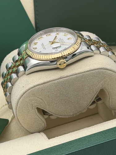 Rolex Datejust 36mm 116233 white roman dial, bi metal jubilee bracelet, 2013