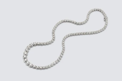 9ct White Gold Diamond Tennis Necklace 10.77ct Graduated Brilliant Cut