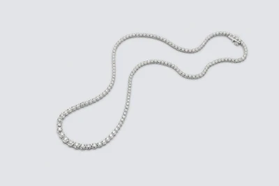 9ct White Gold Diamond Tennis Necklace 4.00ct Graduated Brilliant Cut