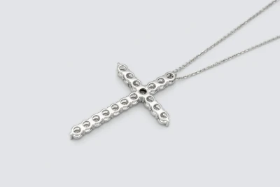 9ct White Gold Diamond Cross Pendant Necklace 3.09ct