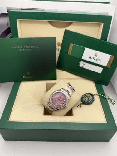 Rolex Datejust 31mm 178240 smooth bezel, oyster bracelet, aftermarket pink MOP dial, 2016