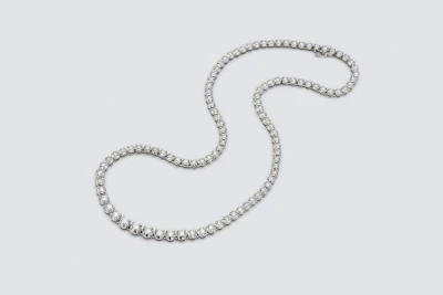 9ct White Gold Diamond Tennis Necklace 6.27ct Graduated Brilliant Cut