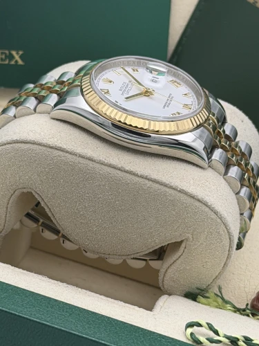Rolex Datejust 36mm 116233 white roman dial, bi metal jubilee bracelet, 2013