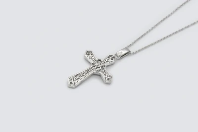 9ct White Gold Diamond Cross Pendant Necklace 1.00ct
