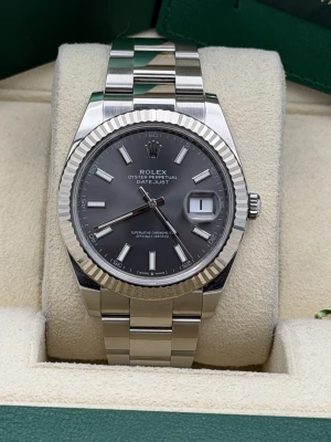 Rolex Datejust 4mm slate grey baton dial, oyster bracelet 126334 2022
