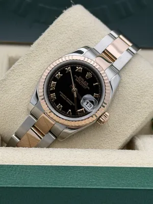 Rolex Datejust 26mm 179171 Black Roman Dial bi metal Oyster Bracelet 2006
