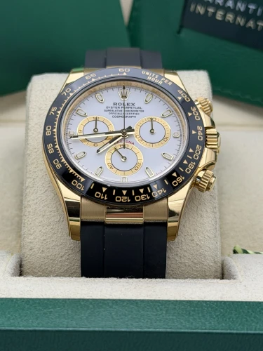 Rolex Daytona 40mm, 116518LN, yellow gold, white dial, oysterflex, 2023 unworn