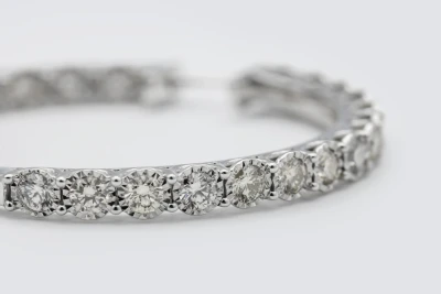 9ct White Gold Large Diamond Hoop Earrings 6.00ct