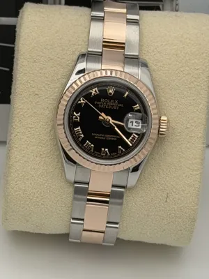 Rolex Datejust 26mm 179171 Black Roman Dial bi metal Oyster Bracelet 2006