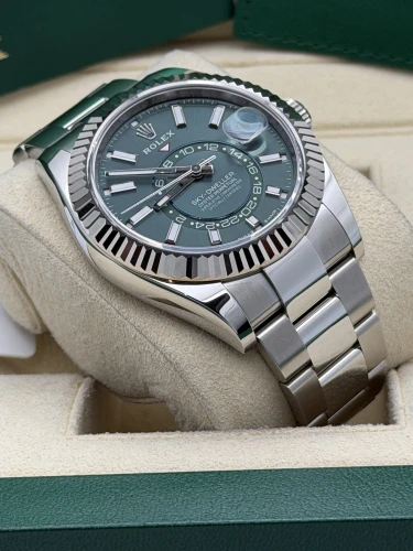 Rolex Sky-Dweller 42mm, 336934 mint green dial, oyster bracelet, 2026 unworn