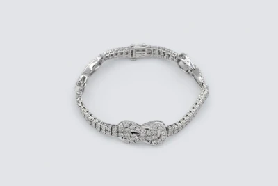 9ct White Gold Diamond Bow Bracelet 3.00ct