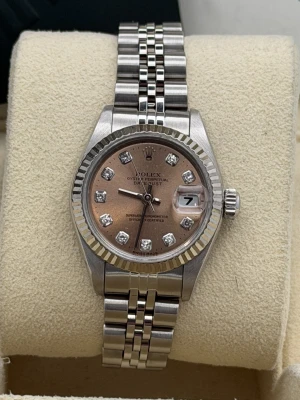 Rolex Datejust 26mm 69174 pink dia dot dial fluted bezel jubilee bracelet 1999