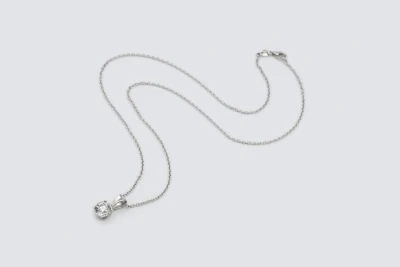 9ct White Gold Round Diamond Pendant Necklace 1.22ct