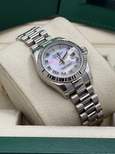 Rolex Datejust 26mm 179179 white gold,MOP dial, fluted, president bracelet 2022