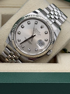 Rolex Datejust 36mm Silver diamond dot fluted bezel jubilee bracelet 116234 2018