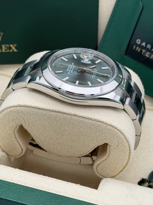 Rolex Datejust 41mm mint green smooth bezel oyster bracelet 126300 2023