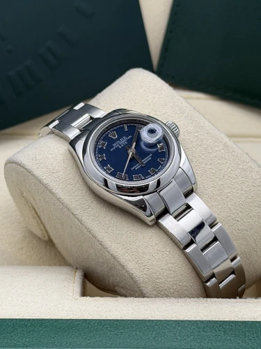 Rolex Datejust 26mm 179160 blue roman dial, smooth bezel, oyster, 2008