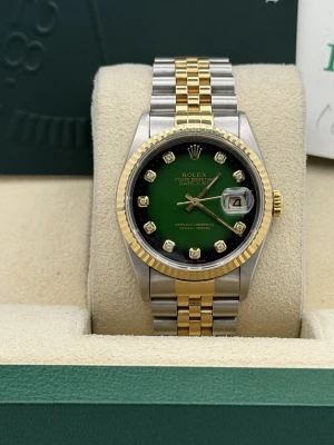 Rolex Datejust 36mm 16233 green vignale dial bi metal jubilee, fluted bezel 1996