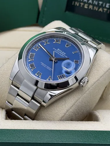 Rolex Datejust 41mm 126300 2020 blue azzurro, smooth bezel, oyster,2020
