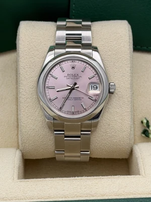 Rolex Datejust 31mm pink baton dial smooth bezel  oyster bracelet 178240 2015