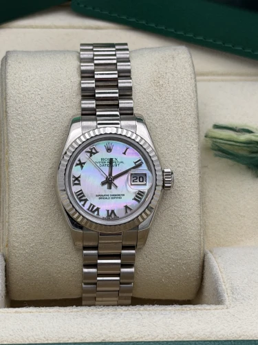 Rolex Datejust 26mm 179179 white gold,MOP dial, fluted, president bracelet 2022