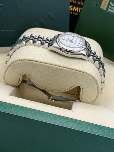 Rolex Datejust 26mm 179174 white baton dial, fluted bezel, jubilee bracelet, 2011