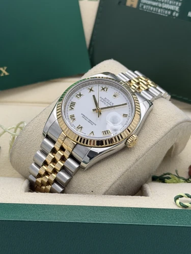 Rolex Datejust 36mm 116233 white roman dial, bi metal jubilee bracelet, 2013