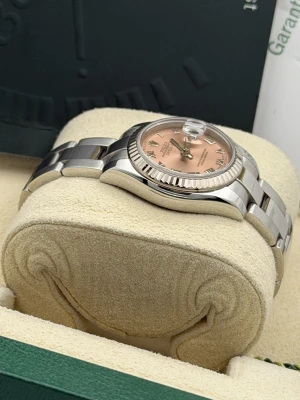Rolex Datejust 26mm pink roman dial white gold fluted bezel 179174 (2005)