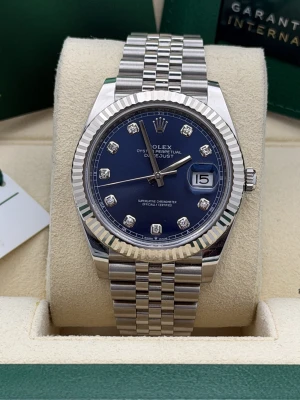 Rolex Datejust 41mm 126334 blue diamond dial, fluted bezel, jubilee bracelet, 2022