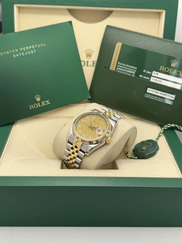 Rolex Datejust 36mm,36 116233, bi metal champ jubilee diamond dot dial, fluted, jubilee, 2010