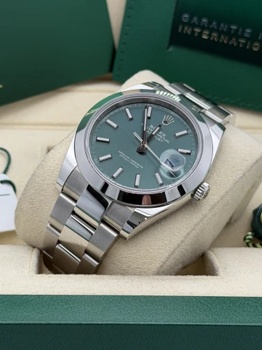 Rolex Datejust 41mm 126300 dial, mint green, smooth bezel, oyster, 2026 unworn