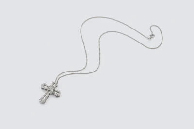 9ct White Gold Diamond Cross Pendant Necklace 1.00ct
