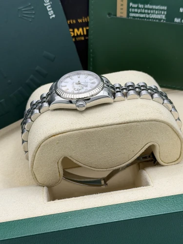 Rolex Datejust 26mm 179174 white baton dial, fluted bezel, jubilee bracelet, 2011