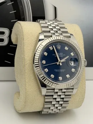 Rolex Datejust 41mm 126334 blue diamond dial, fluted bezel, jubilee bracelet, 2022