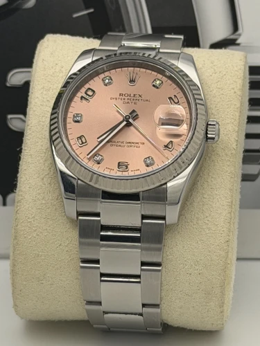 Rolex Datejust 34mm, 115234, pink diamond dot dial, oyster bracelet, 2017