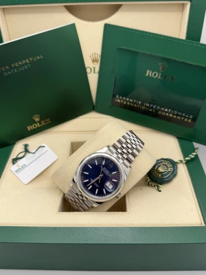 Rolex Datejust 36mm 126200 blue baton dial, smooth bezel,  jubilee bracelet 2024