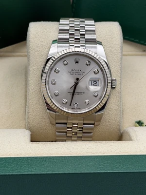 Rolex Datejust 36mm Silver diamond dot fluted bezel jubilee bracelet 116234 2018