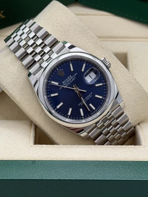 Rolex Datejust 36mm 126200 blue baton dial, smooth bezel,  jubilee bracelet 2024