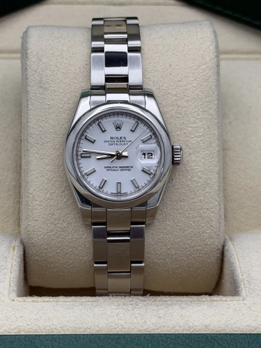 Rolex Datejust 26mm, 179160, white baton, smooth bezel, oyster, 2011