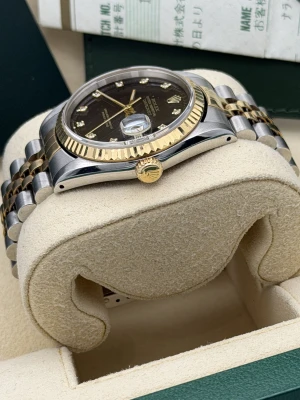 Rolex Datejust 36mm 16233 bi metal jubilee bracelet black diamond dial 1992