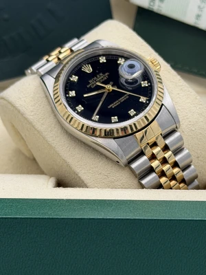 Rolex Datejust 36mm 16233 bi metal jubilee bracelet black diamond dial 1992