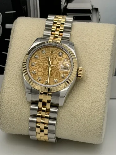 Rolex Datejust 26mm 179173 bi metal fluted bezel, champ dia dial, jubilee, 2008