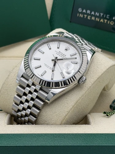 Rolex Datejust 41mm 126334, silver baton dial, jubilee bracelet, 2025