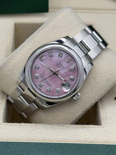 Rolex Datejust 31mm 178240 smooth bezel, oyster bracelet, aftermarket pink MOP dial, 2016